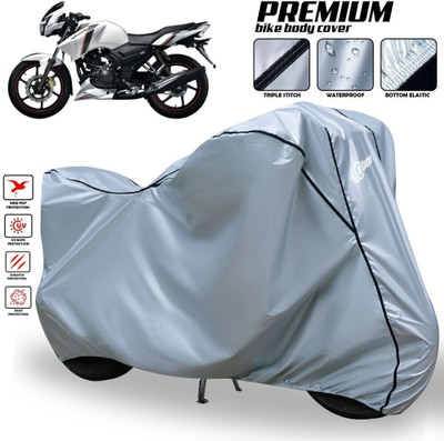 SThanaveX Waterproof Two Wheeler Cover for TVS(Apache 150, Silver, Black)