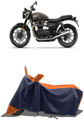 SUGASHRI Waterproof Two Wheeler Cover for Triumph(Street Twin BS6, Orange, Blue)