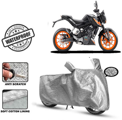 Autoinnovation Waterproof Two Wheeler Cover for KTM(200 Duke, Silver)
