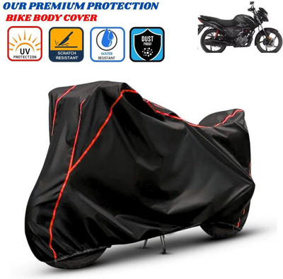 Delphinium Waterproof Two Wheeler Cover for Hero(Glamour, Black, Red)