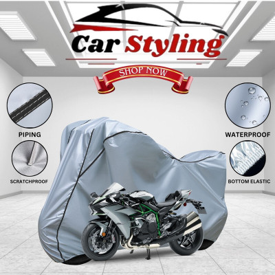 Car Styling Waterproof Two Wheeler Cover for Kawasaki(Ninja H2, Silver, Black)