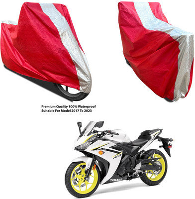 AutoGalaxy Waterproof Two Wheeler Cover for Yamaha(YZF R25, Silver, Red)