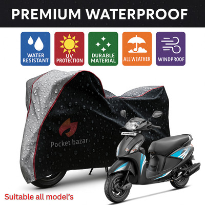 pocket bazar Waterproof Two Wheeler Cover for Hero(Pleasure, Black, Silver)
