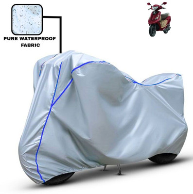 Delphinium Waterproof Two Wheeler Cover for TVS(Scooty Zest, Silver, Blue)