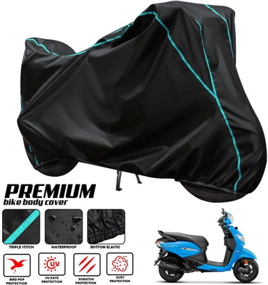 ZAQE Two Wheeler Cover for Hero(MotoCorp Pleasure Plus, Black, Blue)