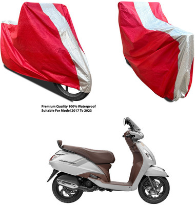 AutoGalaxy Waterproof Two Wheeler Cover for TVS(Jupiter classic, Silver, Red)