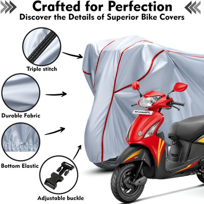 AutoGalaxy Waterproof Two Wheeler Cover for Hero(Pleasure, Silver, Red)