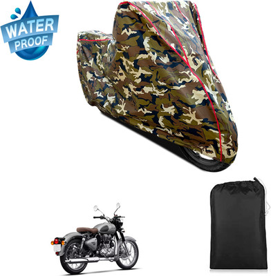 PAGORA Waterproof Two Wheeler Cover for Royal Enfield(Classic Gunmetal, Yellow)