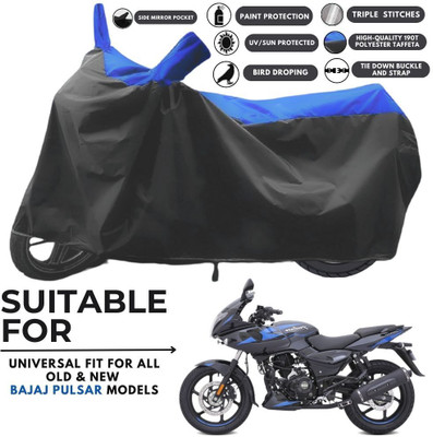 ZAQE Two Wheeler Cover for Bajaj(Pulsar 220 BS6, Black, Blue)