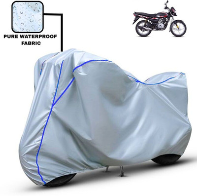 Delphinium Waterproof Two Wheeler Cover for Bajaj(Platina 100, Silver, Blue)