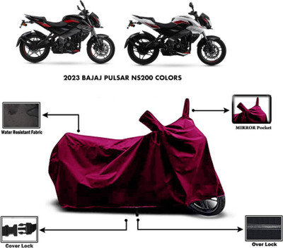 KEDIT Two Wheeler Cover for Bajaj(Pulsar NS200 BS6, Maroon)