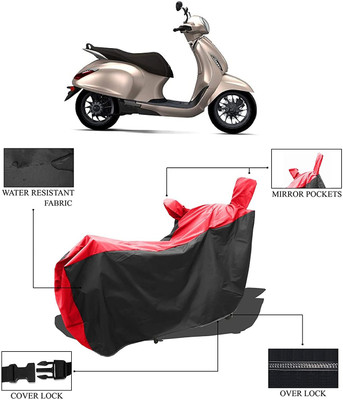 KEDIT Two Wheeler Cover for Bajaj(New Chetak, Red, Black)