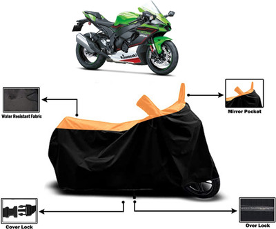 Amexride Two Wheeler Cover for Kawasaki(Ninja ZX 10R, Orange)