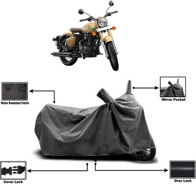 Amexride Two Wheeler Cover for Royal Enfield(Classic 350 Signals, Grey)