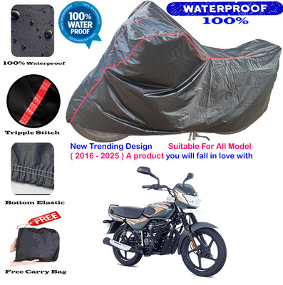AutoGalaxy Waterproof Two Wheeler Cover for Bajaj(CT 100, Black, Red)