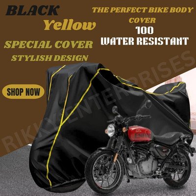 Shiv Kanha Waterproof Two Wheeler Cover for Royal Enfield(Hunter 350, Black)