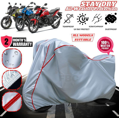FBC Waterproof Two Wheeler Cover for Honda(CB Unicorn, Silver, Red)