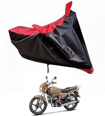 Qmato Two Wheeler Cover for Hero(Splendor Plus, Black, Red)