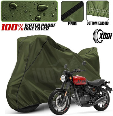 xodi Waterproof Two Wheeler Cover for Royal Enfield(Hunter 350, Green, Black)