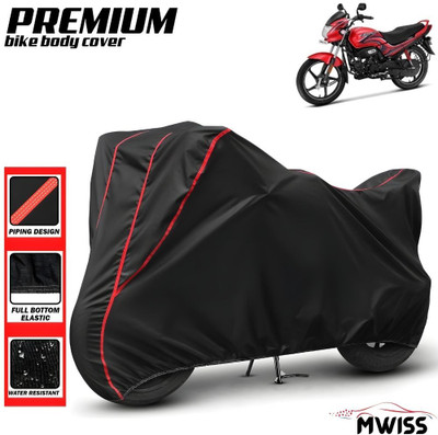 Mwiss Waterproof Two Wheeler Cover for Hero(Passion Plus, Black, Red)