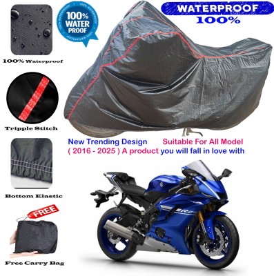 AutoGalaxy Waterproof Two Wheeler Cover for Yamaha(YZF R25, Black, Red)