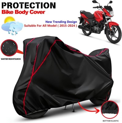 CABRY Waterproof Two Wheeler Cover for Hero(Glamour, Black, Red)