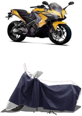 SUGASHRI Waterproof Two Wheeler Cover for Bajaj(Pulsar SS400 BS6, White, Blue)