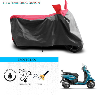 ANTHUB Waterproof Two Wheeler Cover for Hero(MotoCorp Pleasure Plus, Grey, Red)