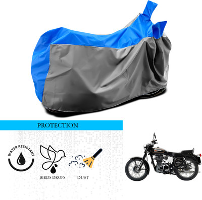 ANTHUB Waterproof Two Wheeler Cover for Royal Enfield(Bullet 350 Twinspark, Grey, Blue)