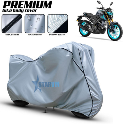 Starvin Waterproof Two Wheeler Cover for Yamaha(MT 15 New BS6, Silver, Black)