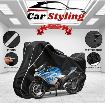 Car Styling Waterproof Two Wheeler Cover for Suzuki(Gixxer SF 250, Black, White)