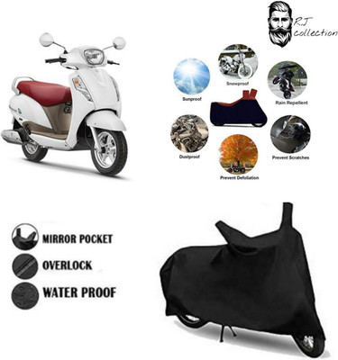 rj collection Waterproof Two Wheeler Cover for Suzuki(New Access 125, Black)