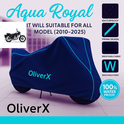 OliverX Waterproof Two Wheeler Cover for Royal Enfield(Bullet 350 Twinspark, Blue, Red)