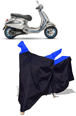Amexride Two Wheeler Cover for Vespa(Piaggio Elettrica BS6, Black, Blue)