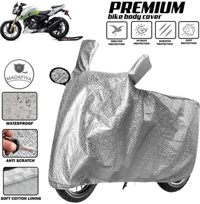 MADAFIYA Two Wheeler Cover for TVS(Apache RTR 200 4V, Silver)