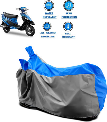 DeepShakshi AUTOMOTIVE Two Wheeler Cover for TVS(Scooty Pep+, Grey, Blue)