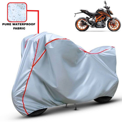 Delphinium Waterproof Two Wheeler Cover for KTM(250 Duke, Silver, Red)