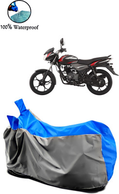 Autofly Waterproof Two Wheeler Cover for Bajaj(Discover 110, Grey, Blue)