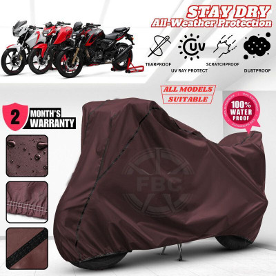 FBC Waterproof Two Wheeler Cover for TVS(Apache, Maroon, Black)