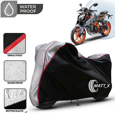 MATT_X Waterproof Two Wheeler Cover for KTM(Duke 390, Black, Silver)