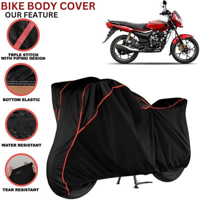 kerwa Waterproof Two Wheeler Cover for Bajaj(Platina 110, Black, Red)