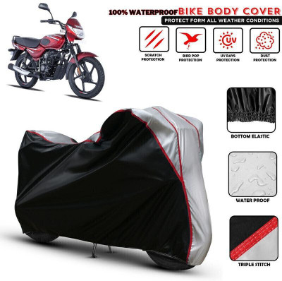 Shiv Kanha Waterproof Two Wheeler Cover for Bajaj(Platina, Black, Silver)