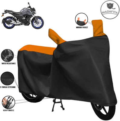 ZAQE Waterproof Two Wheeler Cover for Yamaha(FZ-S, Black, Orange)