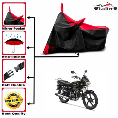 KEDIT Two Wheeler Cover for Hero(Splendor Plus, Red, Black)