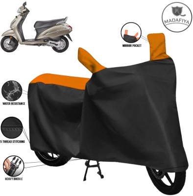 MADAFIYA Waterproof Two Wheeler Cover for Honda(Activa 3G, Black, Orange)