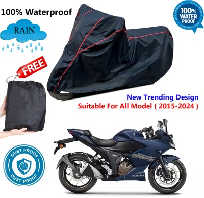 OliverX Waterproof Two Wheeler Cover for Suzuki(Gixxer SF, Black, Red)