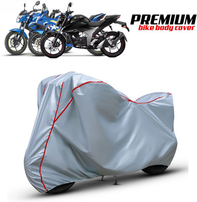xodi Waterproof Two Wheeler Cover for Suzuki(Gixxer, Silver, Red)