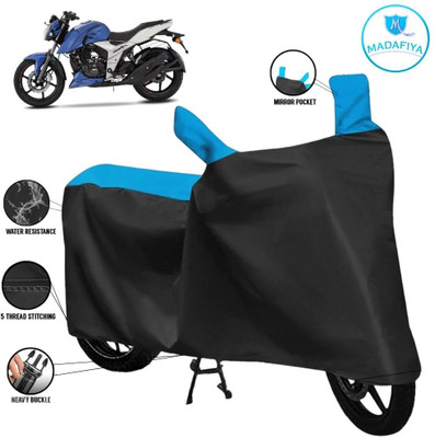 MADAFIYA Waterproof Two Wheeler Cover for TVS(Apache RTR 160, Black, Blue)