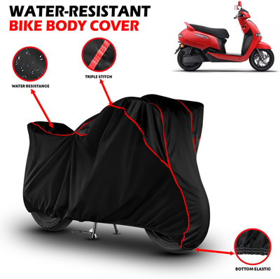 GKG Waterproof Two Wheeler Cover for TVS(iQube, Black, Red)