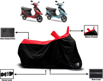Amexride Two Wheeler Cover for TVS(Scooty Pep Plus, Red)
